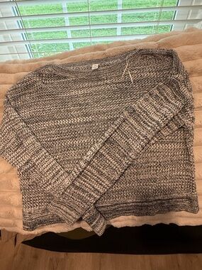Old Navy Cozy Marled Blue and White Knit Women's Boatneck Sweater